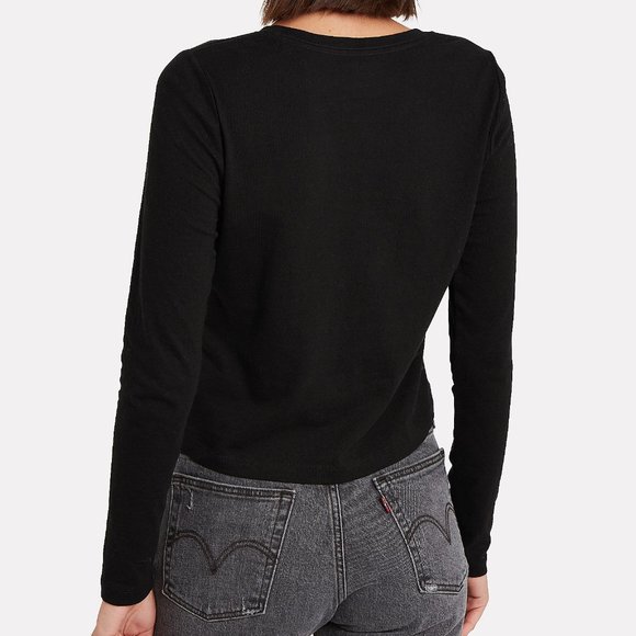 INTERMIX Classic Long Sleeve T-Shirt Black P (XS) - Picture 2 of 10